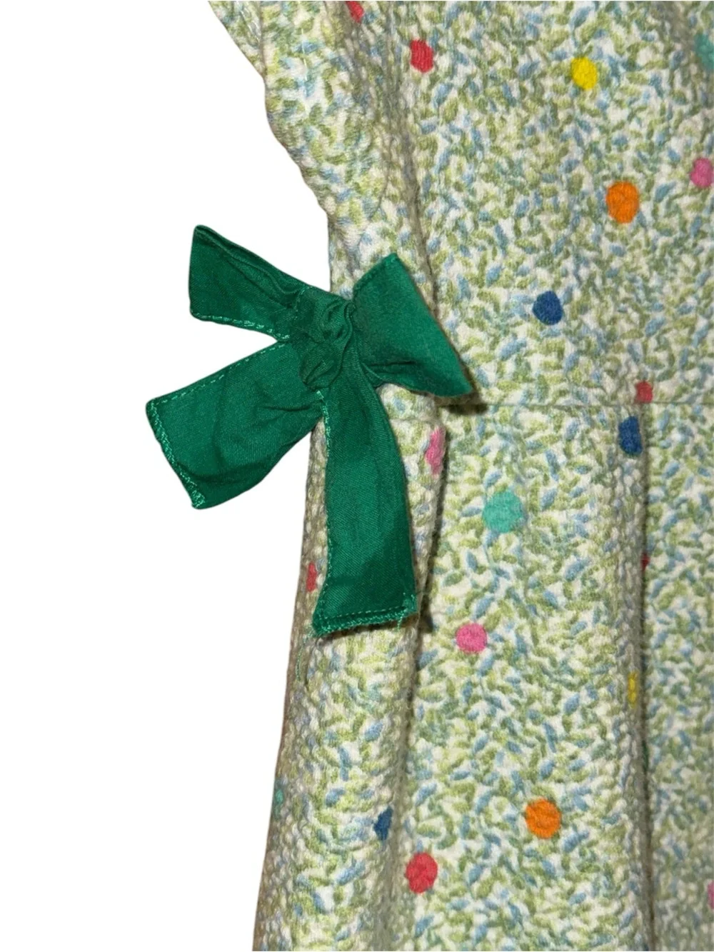 Zara Toddler Girl’s Green Floral Confetti Dress w/Green Bows Size 3-4 Years